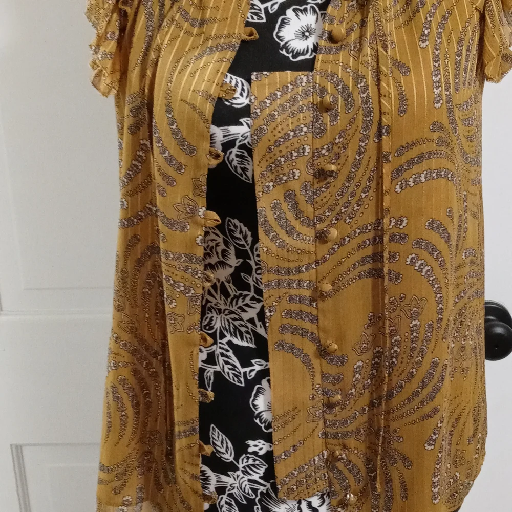 🍁Ann Taylor🍁 - Floral Ruffle Neck Tie Shell Top - Picture 9 of 12